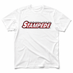 Front view of the Flagship Tee in white on white background
