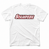 Front view of the Flagship Tee in white on white background